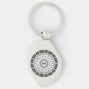 Porte-clés Touches de piano personnalisées Cercle des Cinquiè
