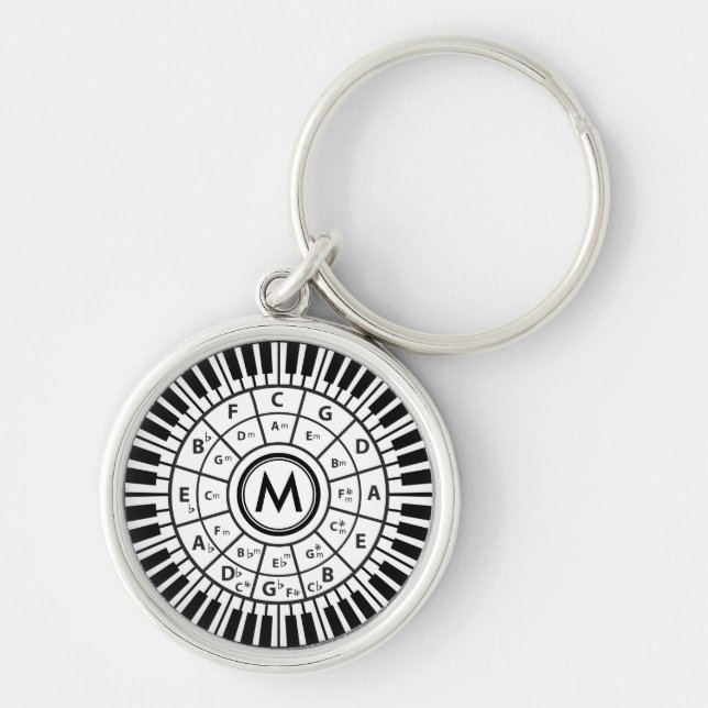Porte-clés Touches de piano personnalisées Cercle des Cinquiè (Devant)