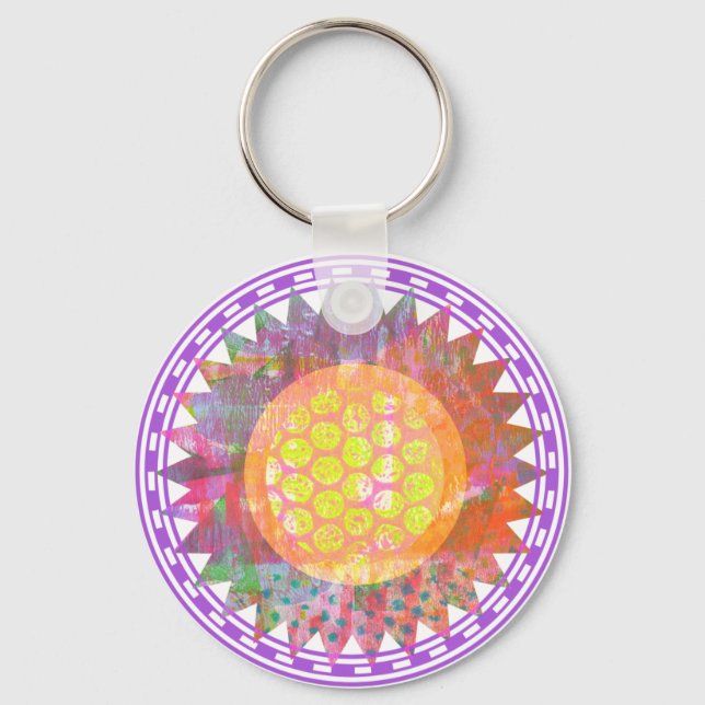 Porte-clés Tournesol arc-en-ciel Hippie (Recto)