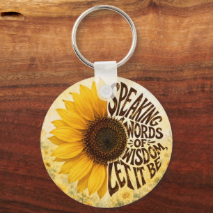 Porte-clés Tournesol jaune avec citation encourageante