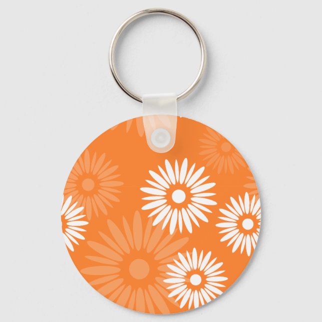 Porte-clés Tournesol orange minimaliste joli floral (Recto)