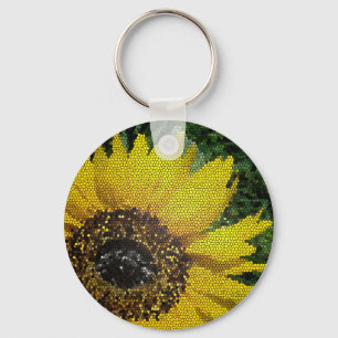 Porte-clés Tournesol Photo Mosaïque Fleur Jaune Lumineuse