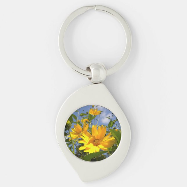 Porte-clés Tournesols N Ciel Enveloppé Toile (Devant)
