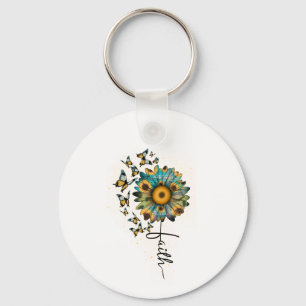 Porte-clés Tournesols papillons de foi Chrétiens Religieux