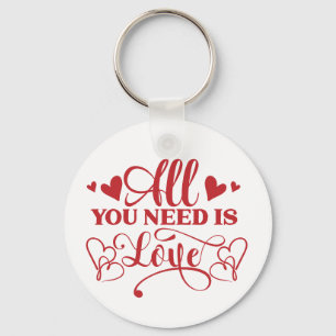 Porte-clés Tout ce dont vous avez besoin est l'amour Typograp