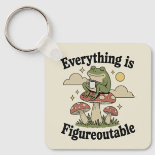 Porte-clés Tout est résolvable grenouille avec du café