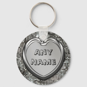 Porte-clés Tout nom sur le porte - clé argenté de coeur