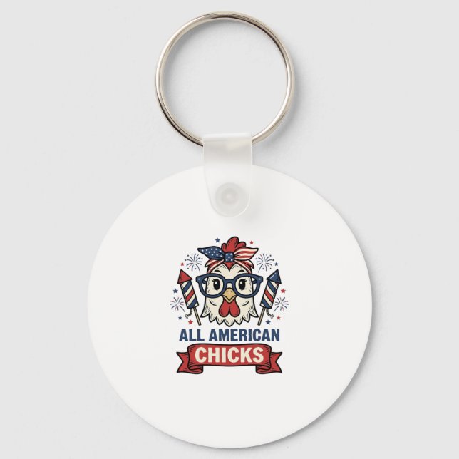 Porte-clés Toutes les poules américaines Conception de vecteu (Recto)