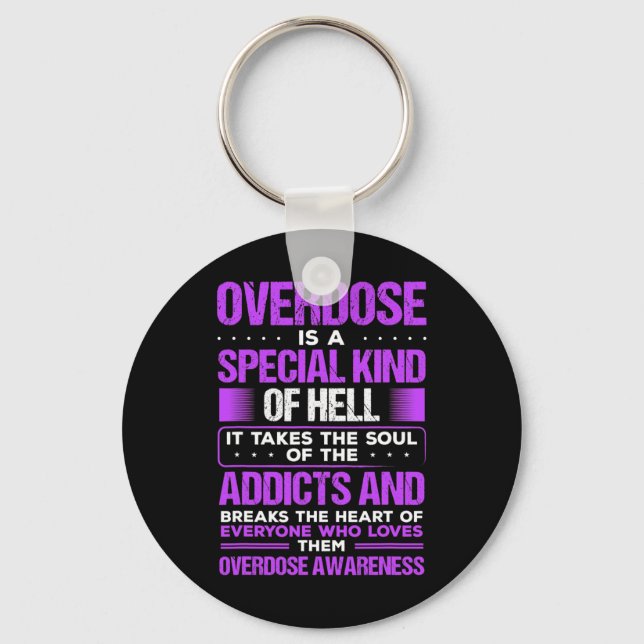 Porte-clés Toxicomanie Purple Ribbon Sensibilisation à la sur (Recto)