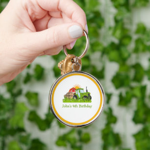Porte-clés Tracteur vert Thème de la ferme Décor de fête d'