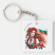 Tradition du drapeau bulgare Folklore Femme Roses 