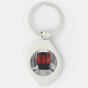 Porte-clés Train à vapeur à l'ancienne avec Caboose rouge