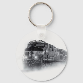 Porte-clés Trains de train noir et blanc