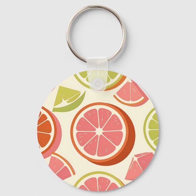 Porte-clés Tranches de pamplemousse orange citron vert vibran (Recto)