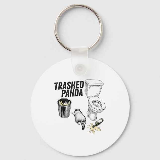 Porte-clés Trashed Panda, Funny Drunk Raccoon, Trash Panda Hu (Recto)