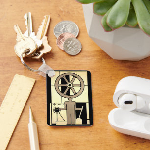 Porte-clés Travailleur de roue et de machine d'entreprise Art