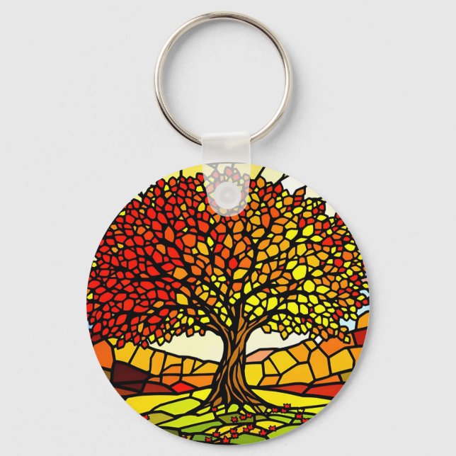Porte-clés Tree of Life Shattered Glass Mosaic Autumn Colors  (Recto)