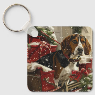 Porte-clés Treeing Walker Coonhound Dog Christmas Festive