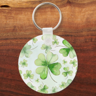 Porte-clés Trèfle à quatre feuilles aquarelle chanceux Maman 