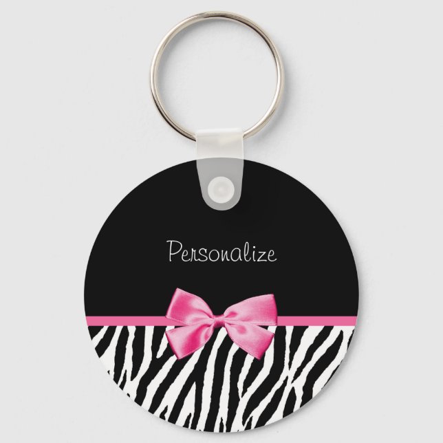 Porte-clés Trendy Black And White Zebra Print Rose Ribbon (Recto)