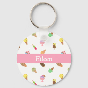 Porte-clés Trendy Colorful Ice Cream Pattern Name