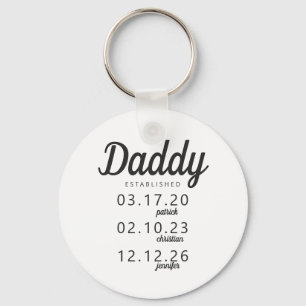 Porte-clés Trendy Daddy Etabli Enfants Date de naissance Nom