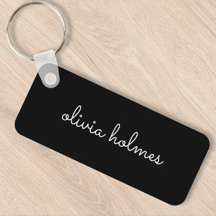 Porte-clés Trendy Monogram   Name de script noir moderne