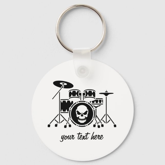 Porte-clés Trendy Personnalisé crâne Drum Set Musique Drummer (Recto)