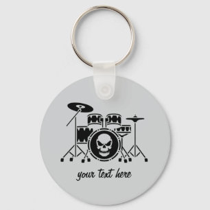 Porte-clés Trendy Personnalisé crâne Drum Set Musique Drummer