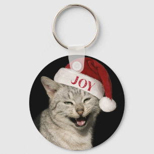 Porte-clés Très drôle Père Noël Chat Rire Photo Noël
