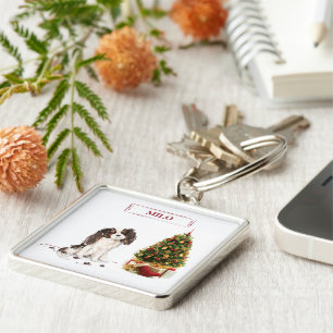 Porte-clés Tri-Color King Charles Spaniel Drôle chien de Noël