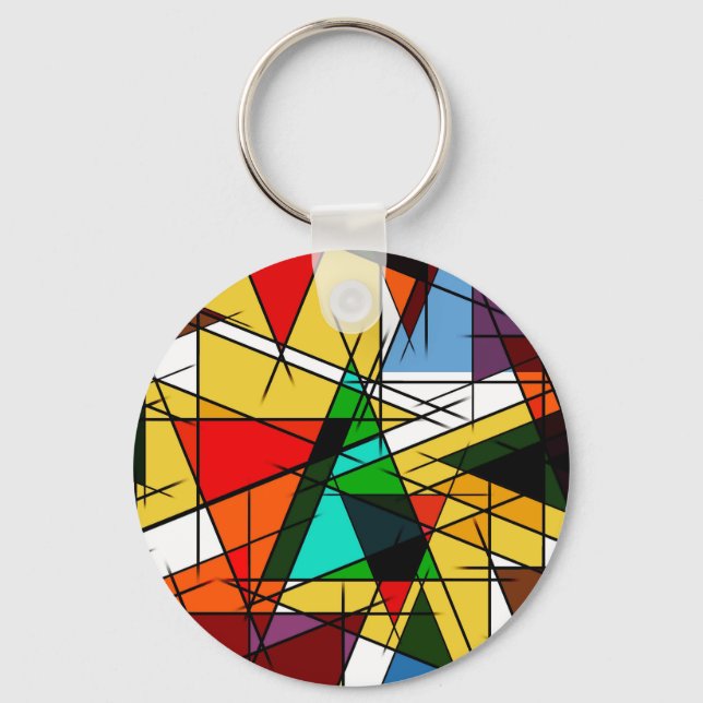 Porte-clés Triangle Coloré Géométrique Moderne (Recto)