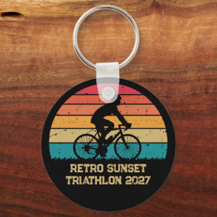 Porte-clés Triathlon personnalisé cyclisme rétro Sunset
