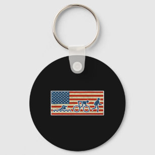 Porte-clés Triathlon Triathlon Biathlon Drapeau Usa Sports