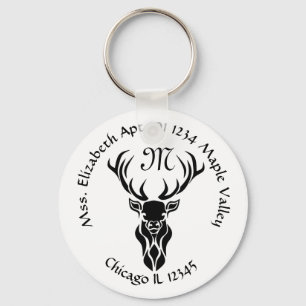 Porte-clés Tribal Buck Silhouette Monogramme Adresse domicili