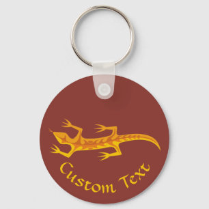 Porte-clés Tribal Lizard Orange Keychain