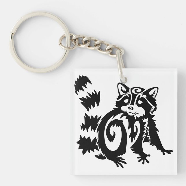 Porte-clés Tribal Woodland Raccoon Design (Devant)