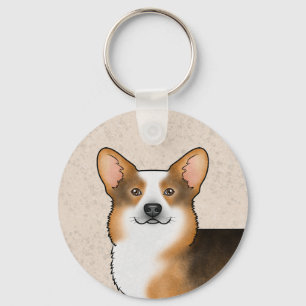 Porte-clés Tricolor à tête rouge Pembroke Welsh Corgi Portrai