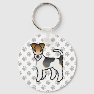 Porte-clés Tricolor Wire Fox Terrier Chien de Dessin Animé Mi