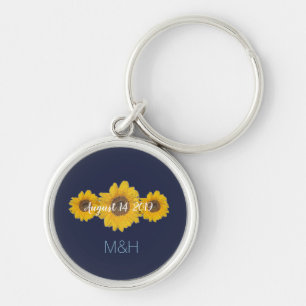 Porte-clés trio de tournesol personnalisé - mariage rustique