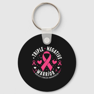 Porte-clés Triple guerrier négatif Coeur rose Cancer du sein