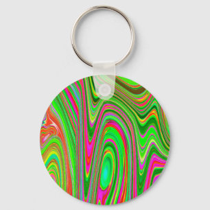 Porte-clés Trippy Lime Green et Magenta Super Art Abstrait