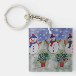 Porte-clés Trois motoneiges de Noël