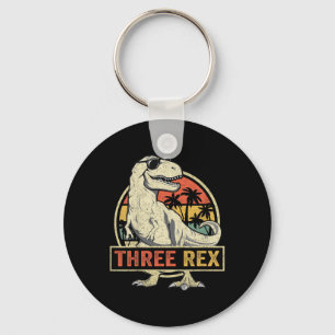 Porte-clés Trois Rex 3ème Anniversaire Chemise Troisième Dino