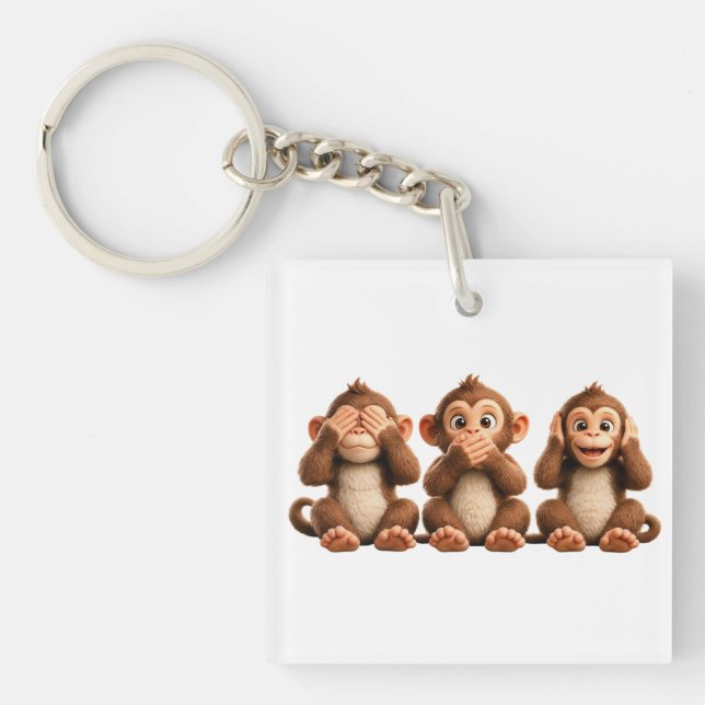 Porte-clés Trois singes sages (Devant)