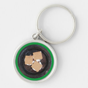 Porte-clés Trois S'mores sur un Porte - clé de camp Plate