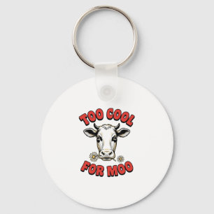 Porte-clés Trop Cool Pour Moo Cow Drôle Vintage Shirt Design_