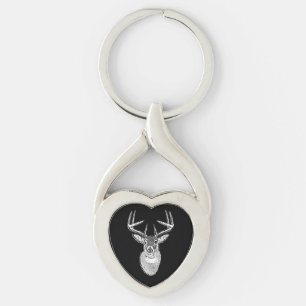 Porte-clés Trophée Buck sur le Cerf de queue blanc noir