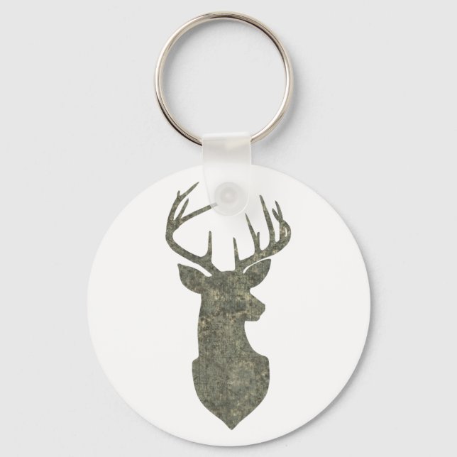 Porte-clés Trophée Regal Buck Deer Silhouette au Camouflage (Recto)