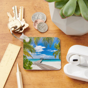 Porte-clés Tropical Beaches Maldives Island Wooden Jetty